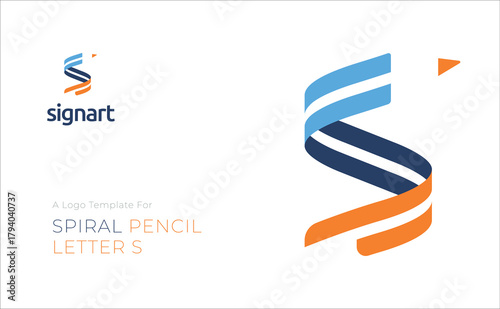 SignArt Logo — Spiral Pencil and Letter S Symbol for Creative Design, Art, and Education Brands