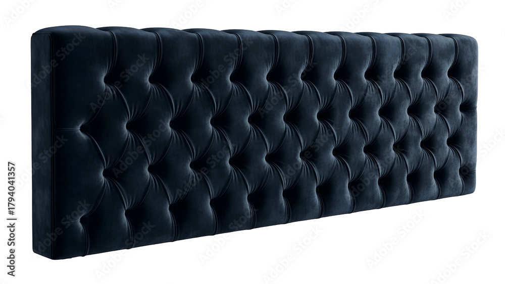 Obraz premium Deep indigo tufted velvet upholstery panel displays rich texture against a solid dark background