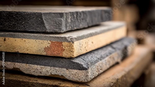 Medium shot of building materials treated with flameretardant resin emphasizing enhanced durability and lowered flammability for construction safety.