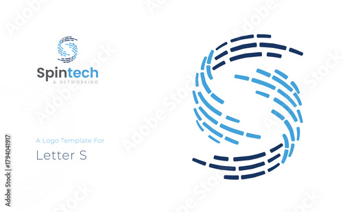 SpinTech Letter S Logo – Digital Networking and Data Connection Symbol