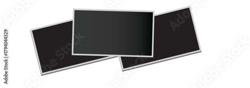 Creative 3 photo frame. Realistic rectangle horizontal photo image collage template. polaroid frame set