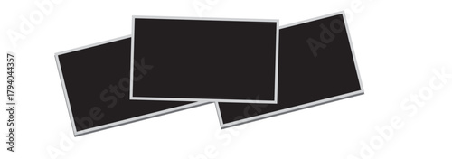 Creative 3 photo frame. Realistic rectangle horizontal photo image collage template. polaroid frame set