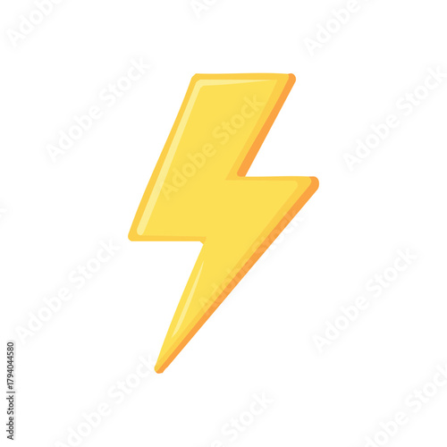 A bright yellow lightning bolt against a clear background, symbolizing energy and power