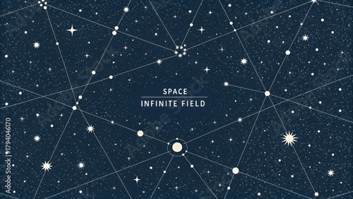 Minimalist Star Map Pattern on Dark Space Backdrop