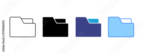 Folders icon set multiple style collection