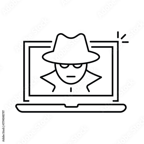 Fraud line icon. Spy, thief or hacker sign. Cyber hack symbol.
