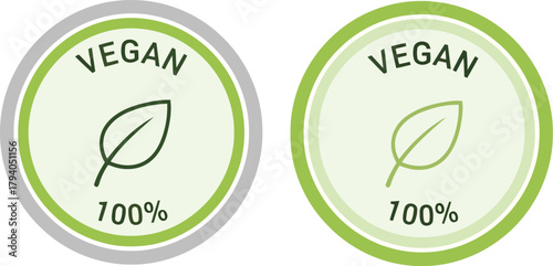 Hand drawn 100 percent vegan stamp label circle badge design element graphic vector