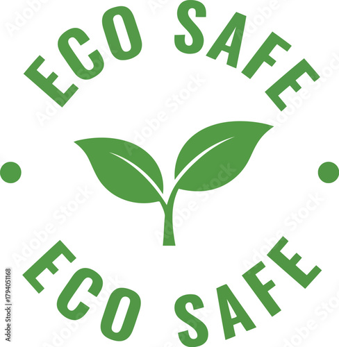 Green leaf eco safe emblem symbol round badge for sustainable environment protection and ecology concepts vector
