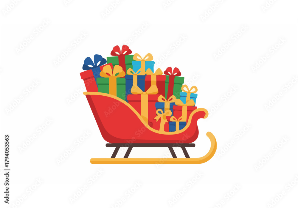 Obraz premium Christmas sleigh carrying gifts