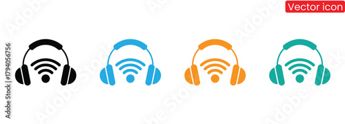 Vibrant headphones icon set for music lovers and audio pros,Headphones icons set. Customer service. Customer support. Design element suitable for website, print design or app. Vector illustration.