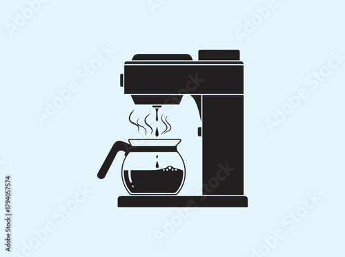 Black Line Art Coffee Maker Dripping Into a Pot

