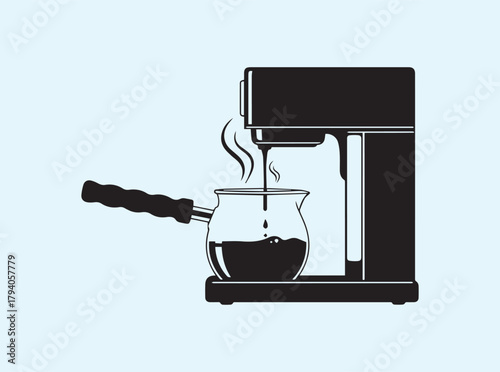 Classic Drip Coffee Machine Silhouette with Glass Pot
