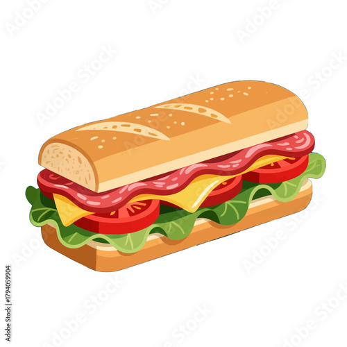 Delicious Sub Sandwich with Meat, Cheese, and Vegetables