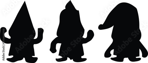 Whimsical Black Silhouette Gnomes Collection
