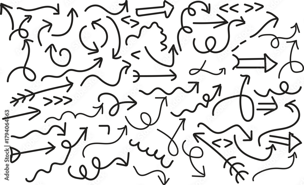 Fototapeta premium Hand Drawn Arrow Doodle Collection in Black
