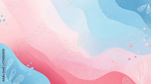 Soft Pastel Waves with Subtle Floral Accents for Creative Backgrounds and Designs