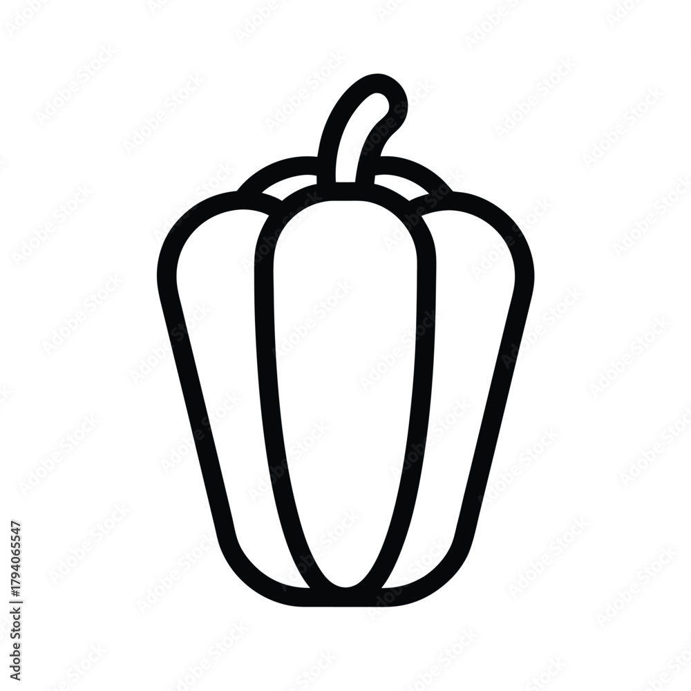 Obraz premium Bell Pepper Outline Vector Illustration