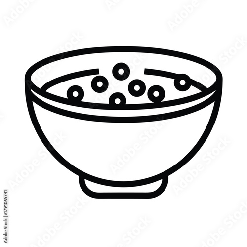Bowl Of Cereal Outline Vector Illustration