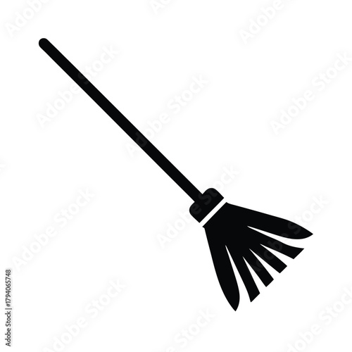 Broomstick Outlined Icon Vector Illustration