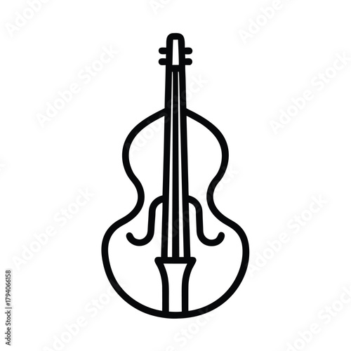 Cello Outlined In Bold Vector Illustration