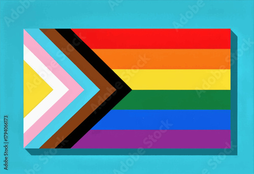 Progress pride flag vector illustration, colorful LGBTQ+ design, isolated