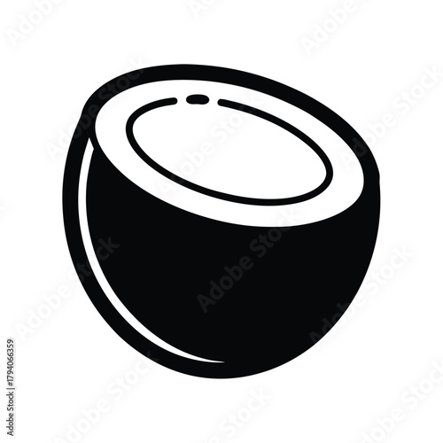 Coconut Half Outline Vector Illustration