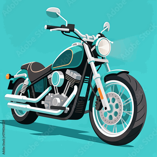 Retro motorcycle vector illustration, bold design, isolated