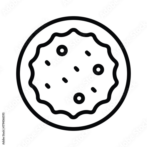 Cookie Outlined In Bold Vector Illustration