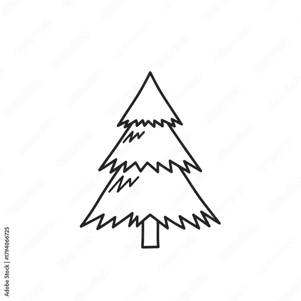 Obraz premium Simple line drawing of a christmas tree