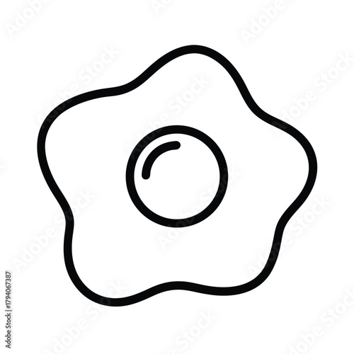 Fried Egg Outlined Icon Vector Illustration