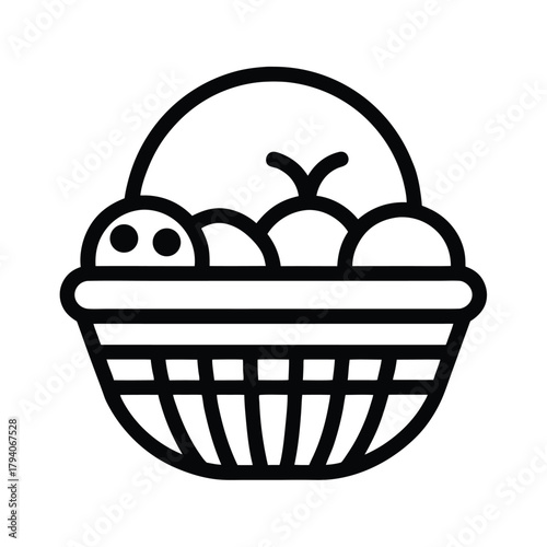 Fruit Basket Outline Vector Illustration