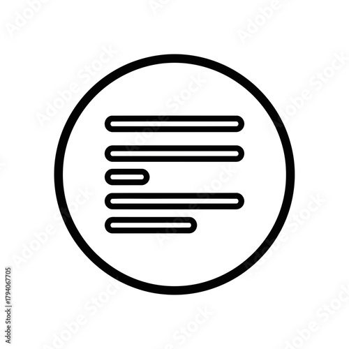 Simple black and white icon representing text alignment within a circle