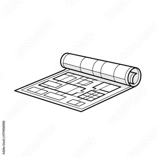 Architectural blueprint plan on a, representing construction and design projects
