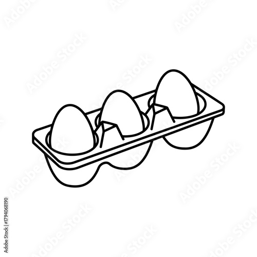 Three eggs in a carton