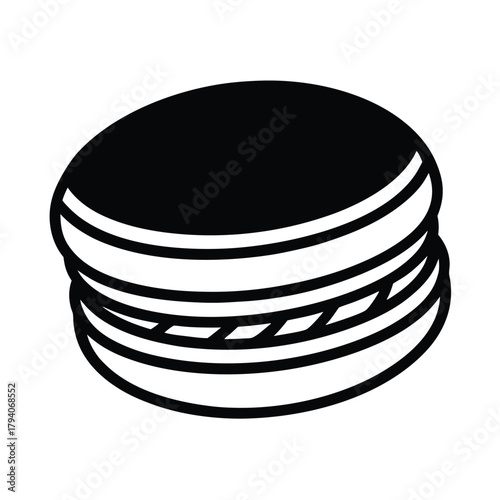 Macaron Outlined In Bold Vector Illustration