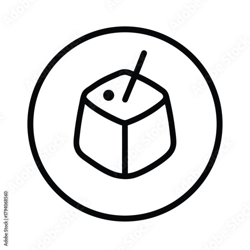 Marshmallow On Cocoa Outline Vector Illustration