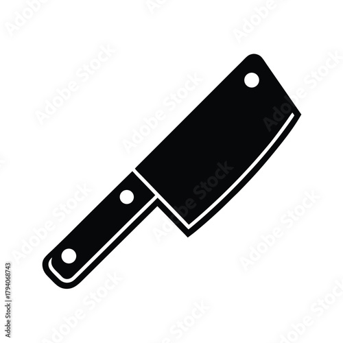 Meat Cleaver Outline Vector Illustration