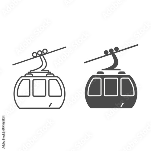 Two cable car icons, one outlined and one filled, on a