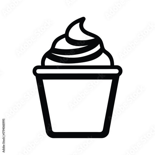 Mousse Cup Outlined Icon Vector Illustration