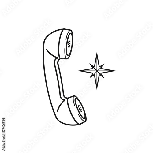 Vintage telephone handset with a starburst
