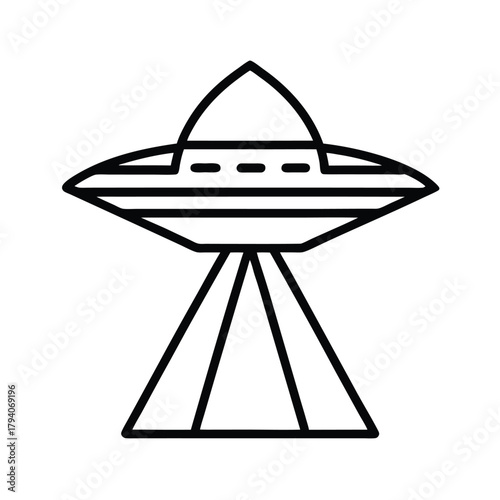 Alien Spaceship Outline Vector Illustration