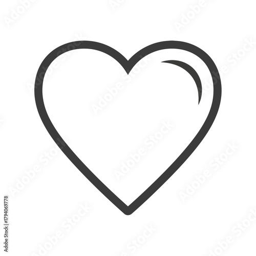 A simple, clean outline of a heart shape isolated on a