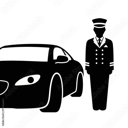 Chauffeur standing next to a luxury car