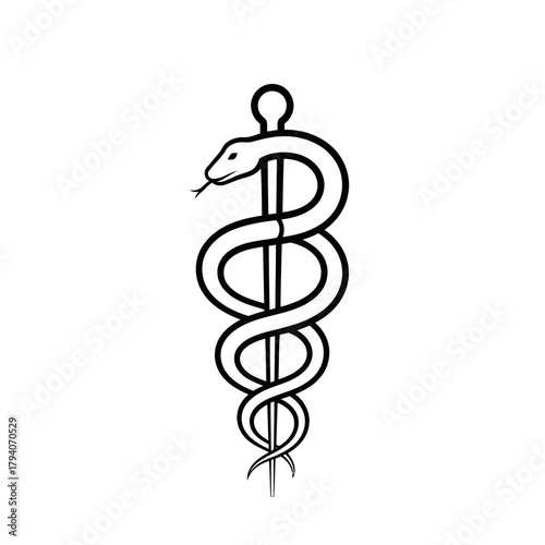 Rod of asclepius, a symbol of medicine and healing