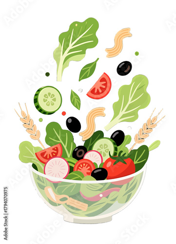 Vibrant Salad Bowl with Fresh Ingredients and Grains