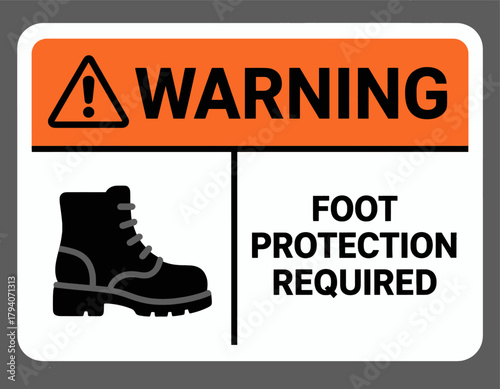 Warning sign foot protection required illustration