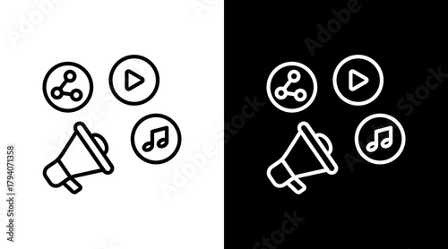 Publicity White Icon Set Design