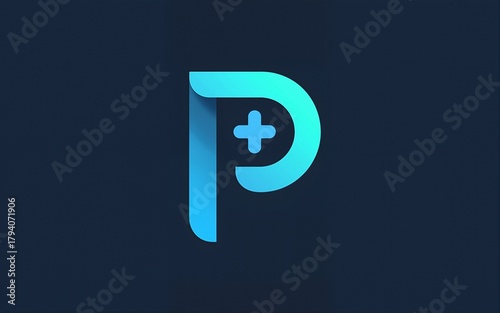 Modern medical logo design featuring a letter P and plus sign, perfect for healthcare brands seeking a professional and trustworthy image today, for branding in the healthcare industry and build