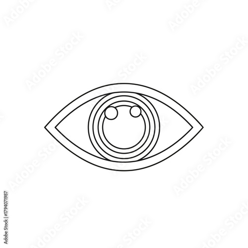 Stylized eye icon with concentric circles and two dots