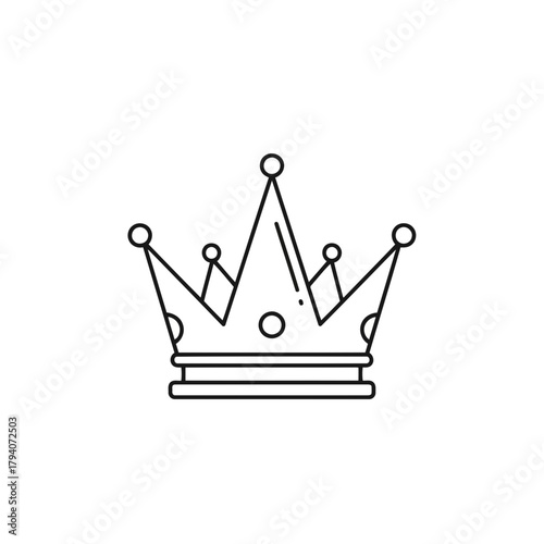 A simple line art illustration of a royal crown, isolated on a